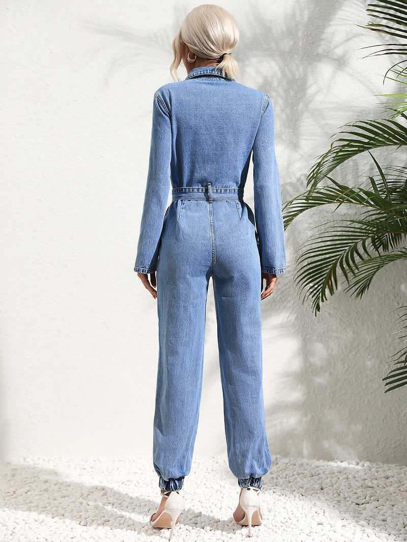 BARBARA - Casual jumpsuit med jeansbälte