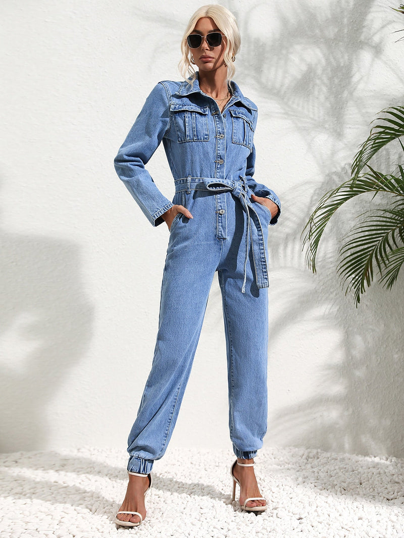 BARBARA - Casual jumpsuit med jeansbälte