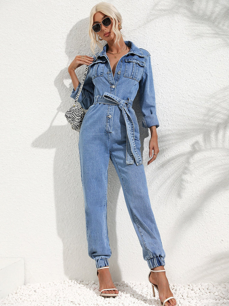 BARBARA - Casual jumpsuit med jeansbälte