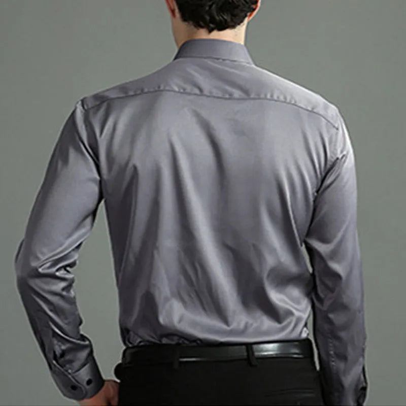 ARTHUR - Business Casual Shirt för män - Polyester, enfärgad, enkelknäppt