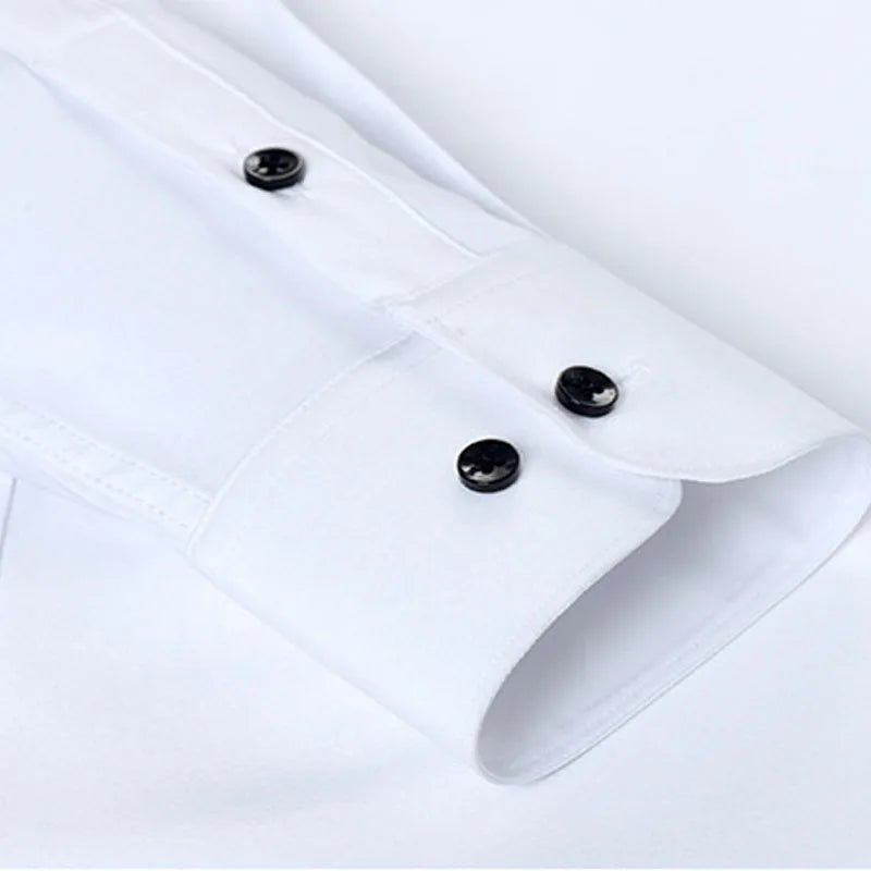 ARTHUR - Business Casual Shirt för män - Polyester, enfärgad, enkelknäppt