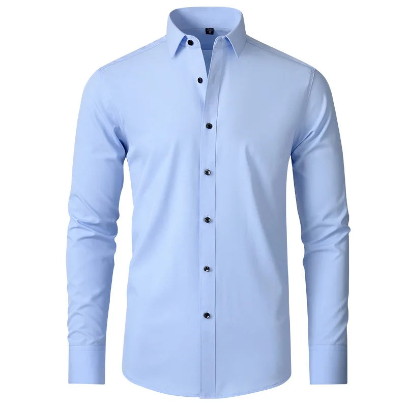 ARTHUR - Business Casual Shirt för män - Polyester, enfärgad, enkelknäppt