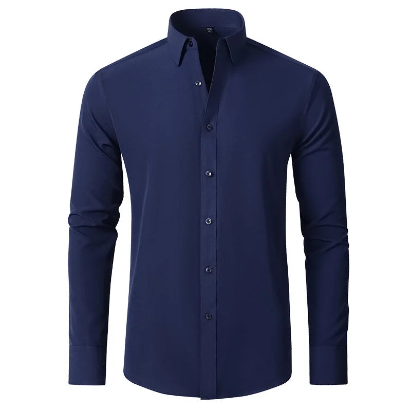 ARTHUR - Business Casual Shirt för män - Polyester, enfärgad, enkelknäppt