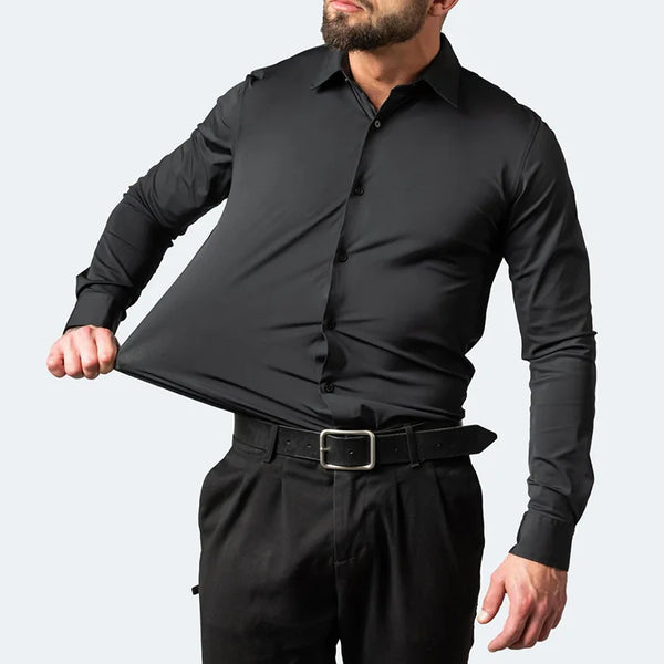 ARTHUR - Business Casual Shirt för män - Polyester, enfärgad, enkelknäppt