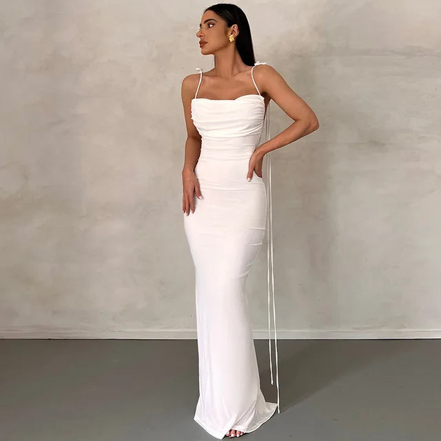 SILVIA - Dam Ryggfri Maxi Bodycon Klänning