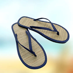 MONIKA - Dams Bekväma Flip Flop-Tofflor av Rattan Gräs: Somriga Platta Sjögräs Fritidssandaler med Elastisk Rem