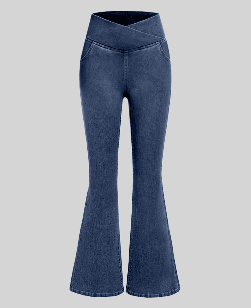 CHARLOTTA - Dam Högmidjade Stretchiga Utställda Jeans