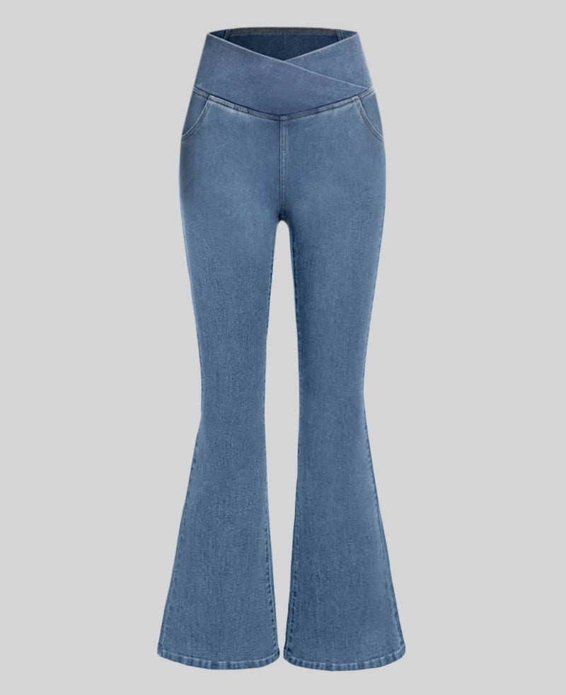 CHARLOTTA - Dam Högmidjade Stretchiga Utställda Jeans