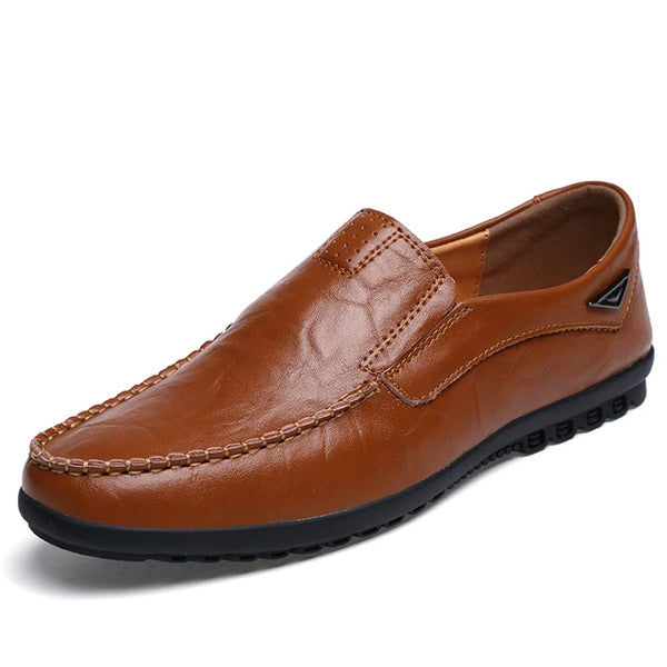 JONAS - Mäns äkta läder avslappnade Slip-On loafers - Andningsbara mockasiner för komfort och stil