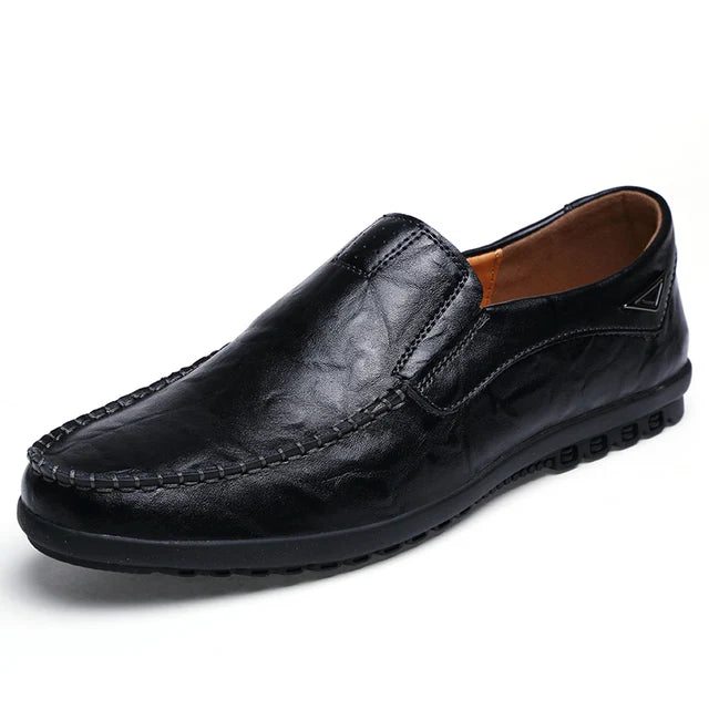 JONAS - Mäns äkta läder avslappnade Slip-On loafers - Andningsbara mockasiner för komfort och stil