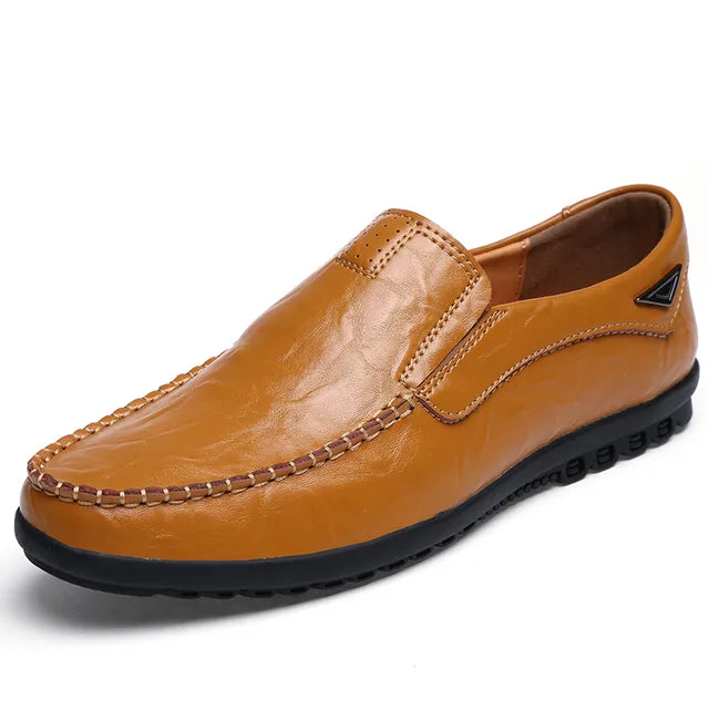 JONAS - Mäns äkta läder avslappnade Slip-On loafers - Andningsbara mockasiner för komfort och stil