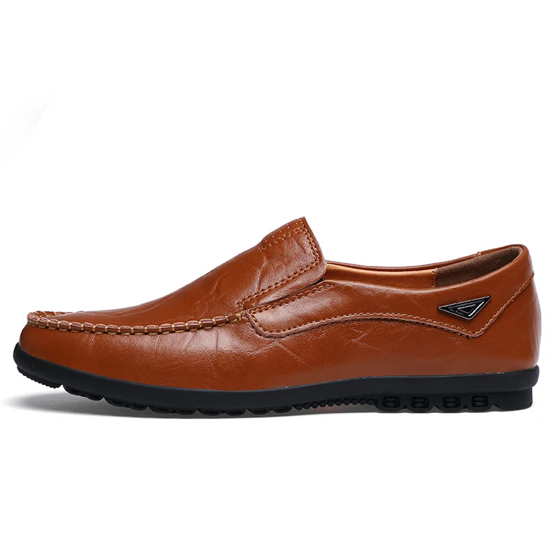 JONAS - Mäns äkta läder avslappnade Slip-On loafers - Andningsbara mockasiner för komfort och stil