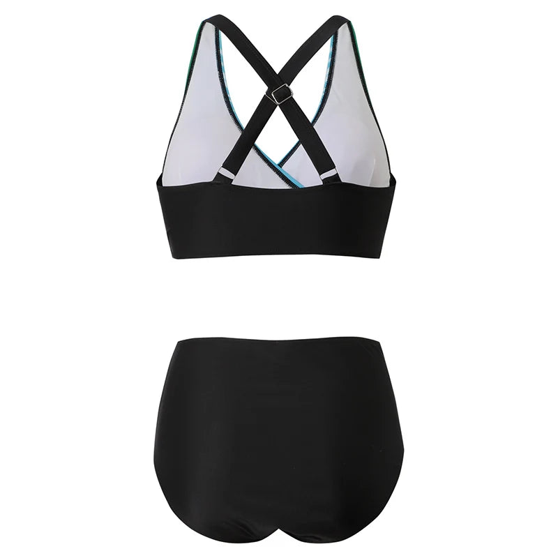 ELLEN - Högmidjat push-up halter bikinis set för damer