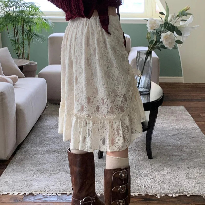 SIONED - Vintage Boho Midi Kjol