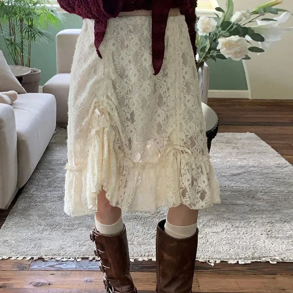 SIONED - Vintage Boho Midi Kjol