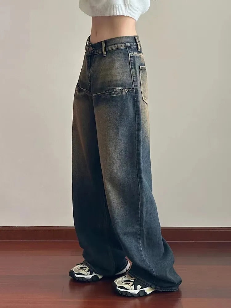 EMMA - Tuffa baggy jeans med vida ben för kvinnor