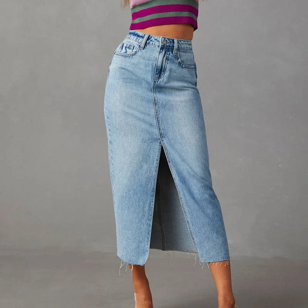 KINSLEY - Vintage Denim Midi-kjol