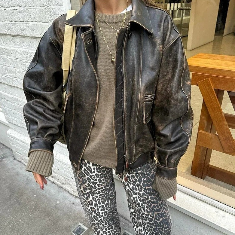 CHRISTA - Retrojeans med leopardtryck