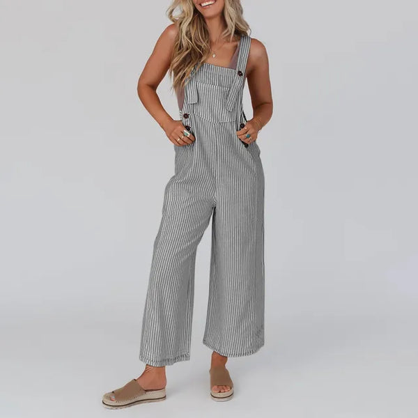 SARAH - Randig Löss Jumpsuit