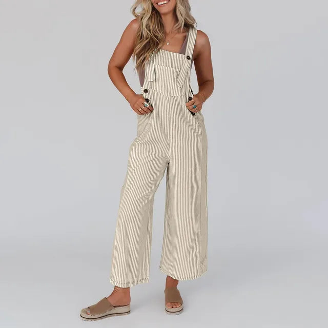 SARAH - Randig Löss Jumpsuit