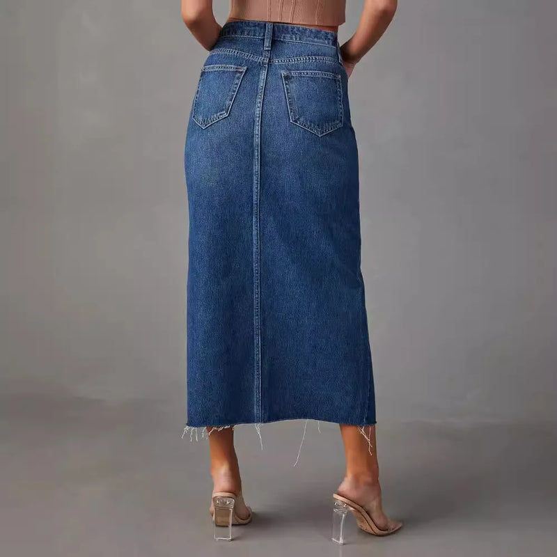 KINSLEY - Vintage Denim Midi-kjol