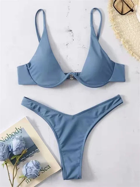 INGRID - Underwire Bikini Set: Push-Up BH & Tanga Badkläder för Kvinnor