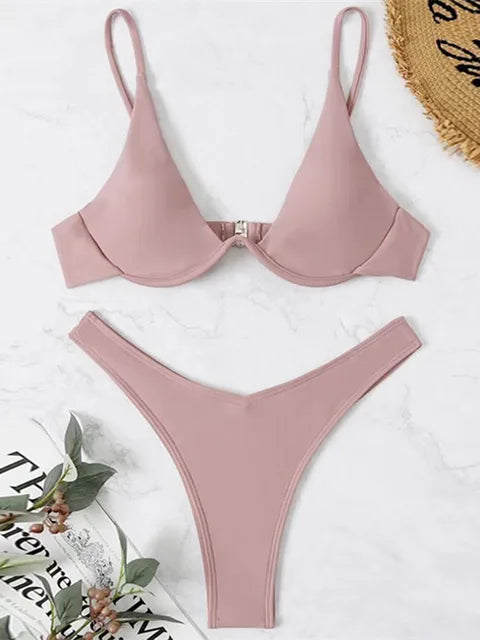 INGRID - Underwire Bikini Set: Push-Up BH & Tanga Badkläder för Kvinnor