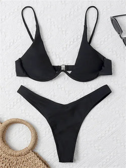 INGRID - Underwire Bikini Set: Push-Up BH & Tanga Badkläder för Kvinnor