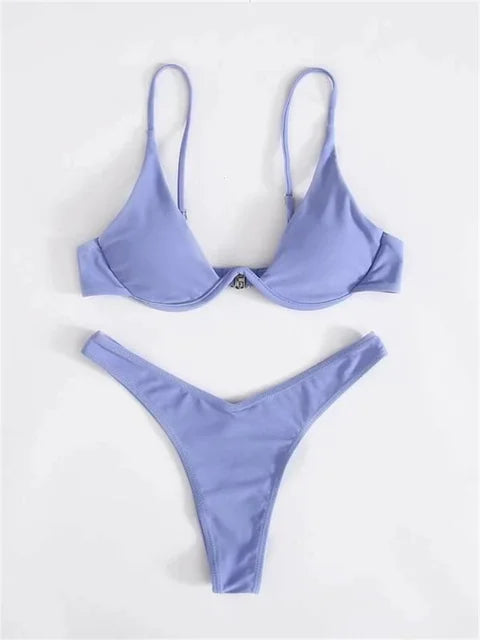 INGRID - Underwire Bikini Set: Push-Up BH & Tanga Badkläder för Kvinnor