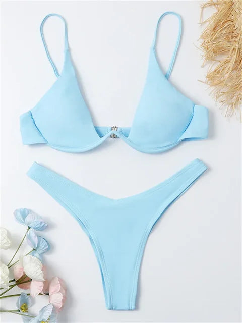 INGRID - Underwire Bikini Set: Push-Up BH & Tanga Badkläder för Kvinnor