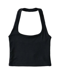 Tilda - Dam Sommar Ärmelös Crop Top med Dubbel Halter