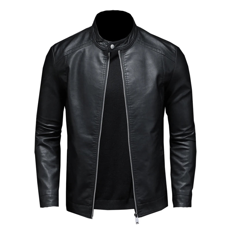 PHILIP - Herrars Slim Fit PU-Läder Bikerjacka