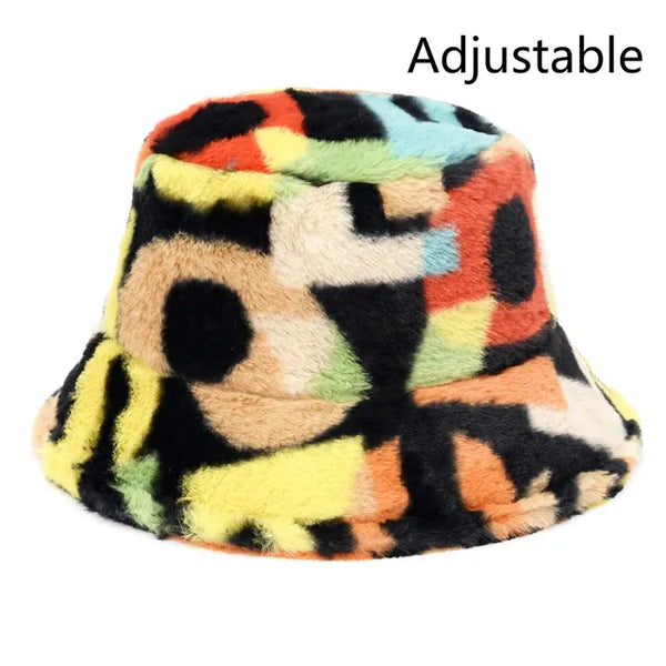 Selina - Vinterko Leopard Fuskpäls Bucket Hat