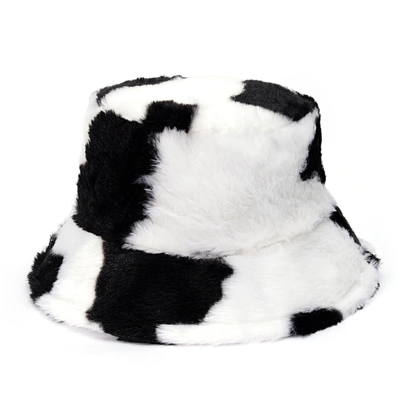 Selina - Vinterko Leopard Fuskpäls Bucket Hat