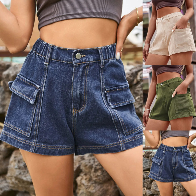 SELMA - Kvinnors Denim Cargoshorts