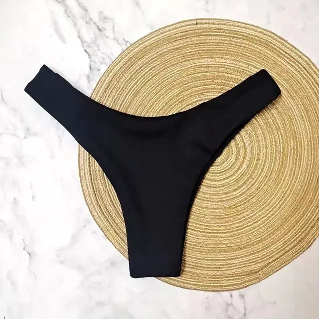 HENRIKA - Damens Bow Split Bikini Set med passform med mellanhög midja och trådfri support