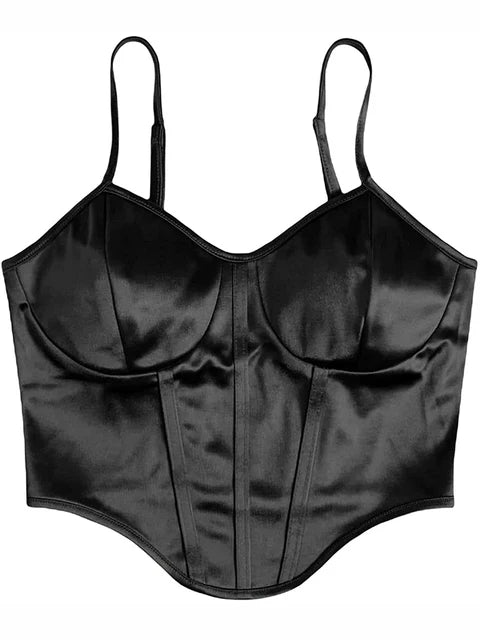 Zoë - Dam Spaghettistrap Satin Crop Camisole