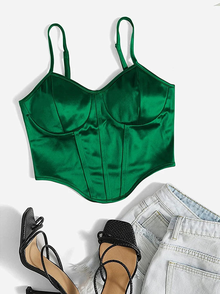 Zoë - Dam Spaghettistrap Satin Crop Camisole